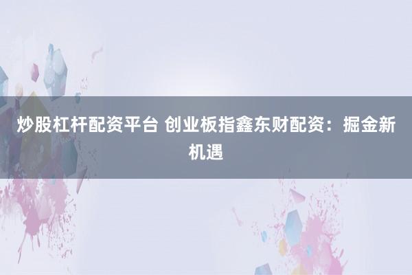 炒股杠杆配资平台 创业板指鑫东财配资：掘金新机遇