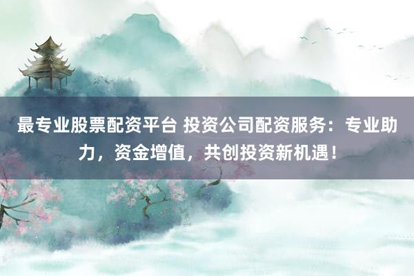 最专业股票配资平台 投资公司配资服务：专业助力，资金增值，共创投资新机遇！