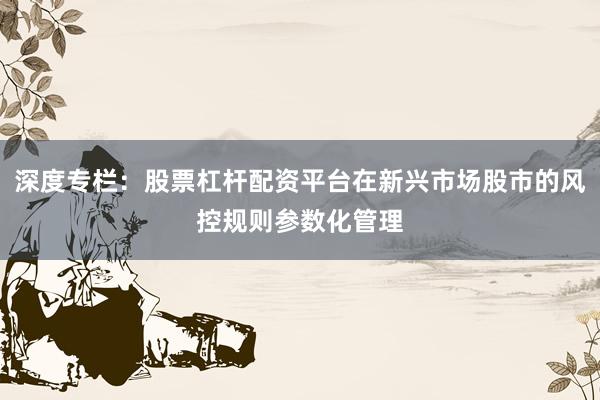 深度专栏：股票杠杆配资平台在新兴市场股市的风控规则参数化管理